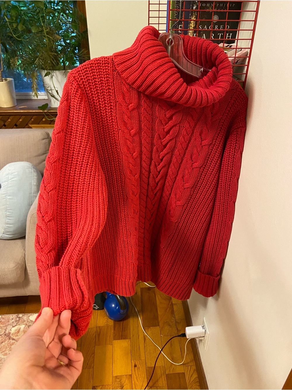 GAP Chunky Cable Turtleneck Sweater - Red 100% cotton
